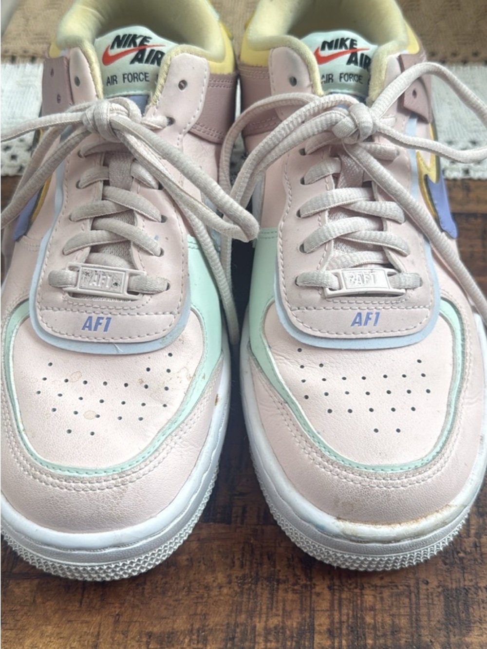 Nike Air Force 1 Pastel Pink with Mint, Lavender & Yellow Accents